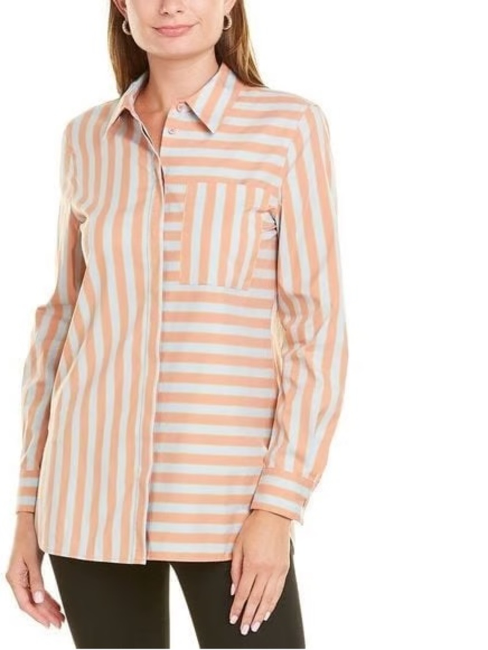 Women’s Peach & White Stripe Button-Up Shirt